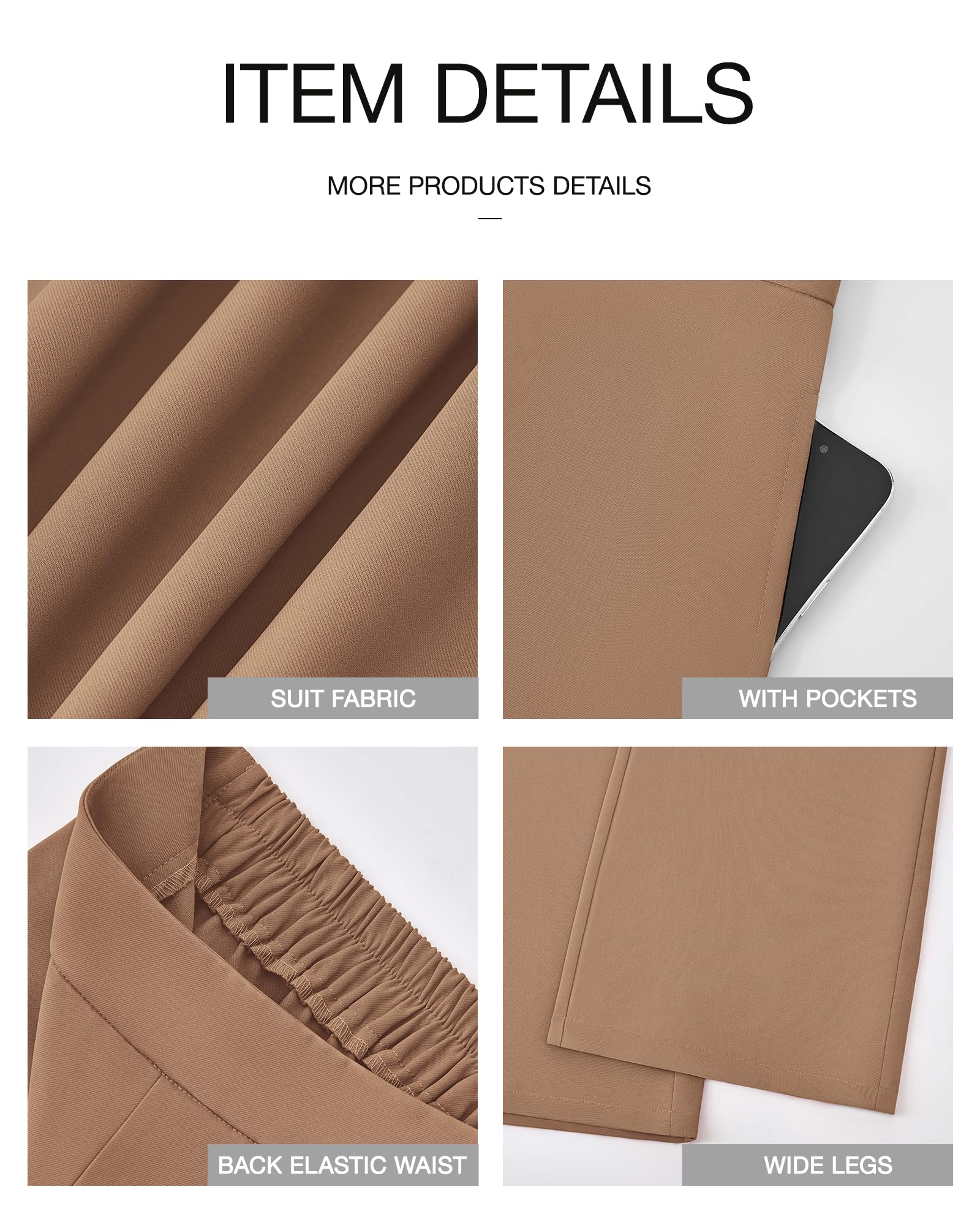 Foto 8 pulgar | Pantalones De Pierna Ancha Btfbm Para Mujer, Elásticos, Cintura Alta, Color Caqui - Venta Internacional.