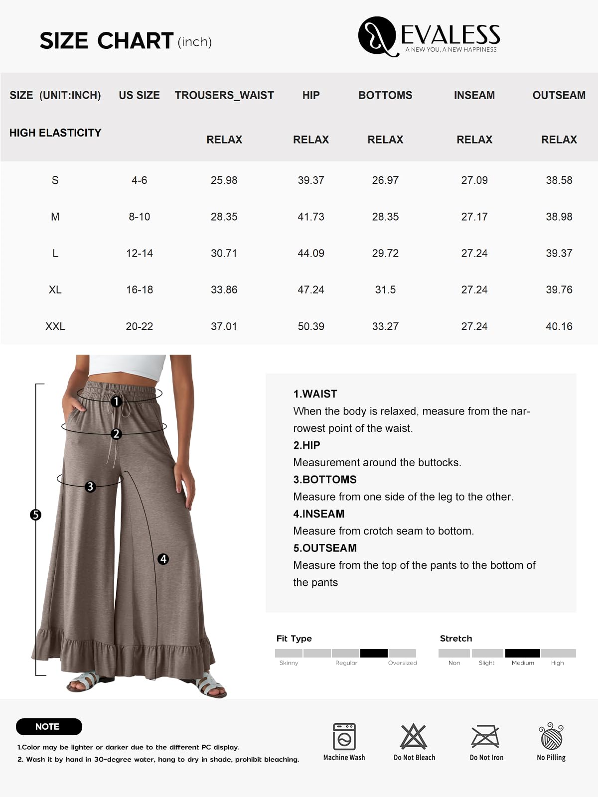 Foto 6 | Pantalones Evaless, Cintura Alta, Pierna Ancha, Acampanados, Gris, Para Mujer - Venta Internacional.