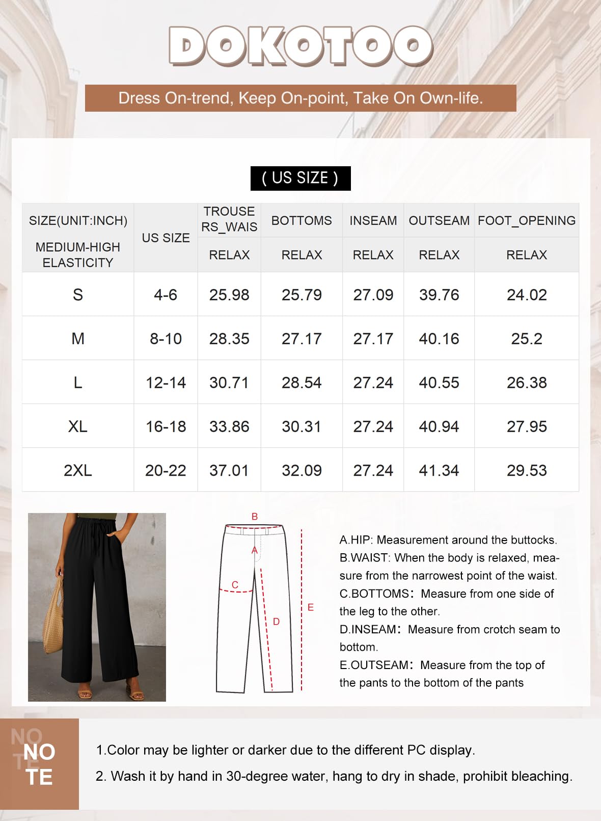 Foto 6 | Pantalones Anchos Dokotoo Palazzo Pantalones Gris Oscuro Para Mujer - Venta Internacional.