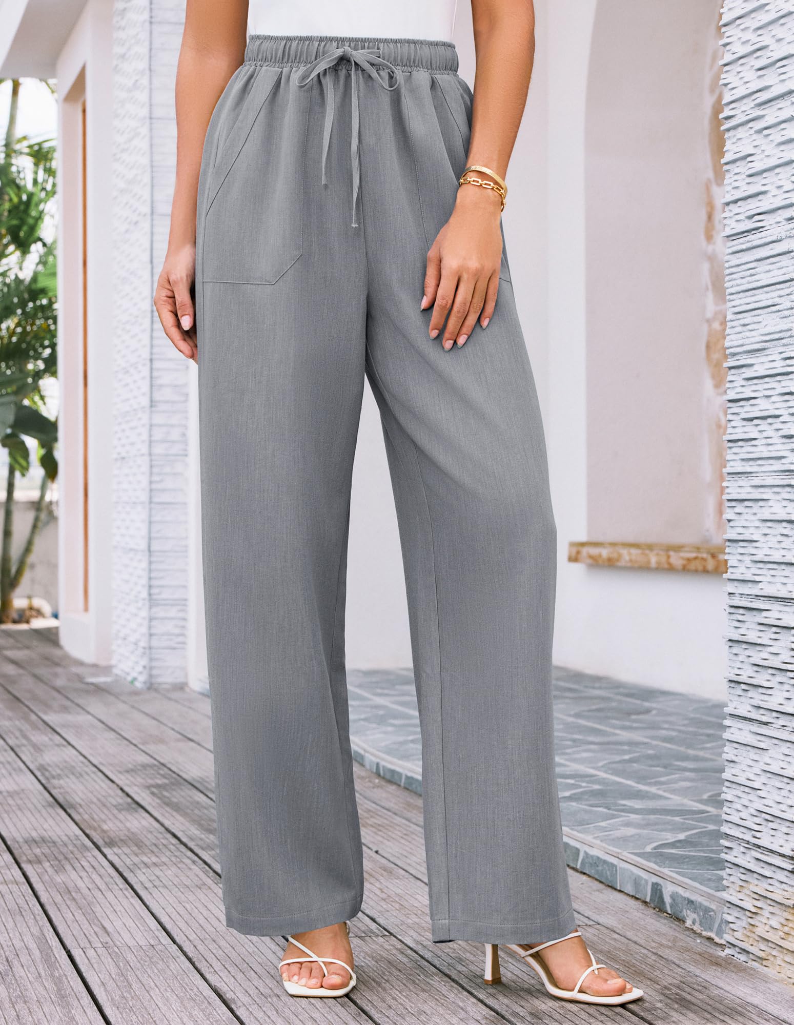 Foto 3 pulgar | Pantalones Grace Karin Con Cintura Elástica Para Mujer, Color Gris, 2xl - Venta Internacional.