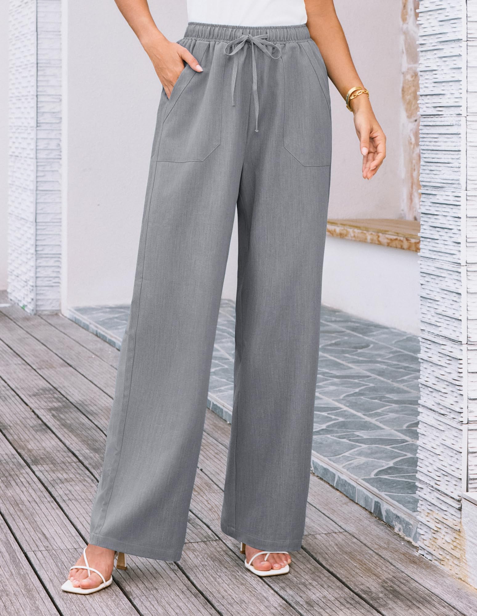 Foto 4 pulgar | Pantalones Grace Karin Con Cintura Elástica Para Mujer, Color Gris, 2xl - Venta Internacional.