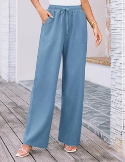 Foto 3 | Pantalones Palazzo Grace Karin Elásticos De Cintura Alta, Color Azul Claro, L, Mujer - Venta Internacional.