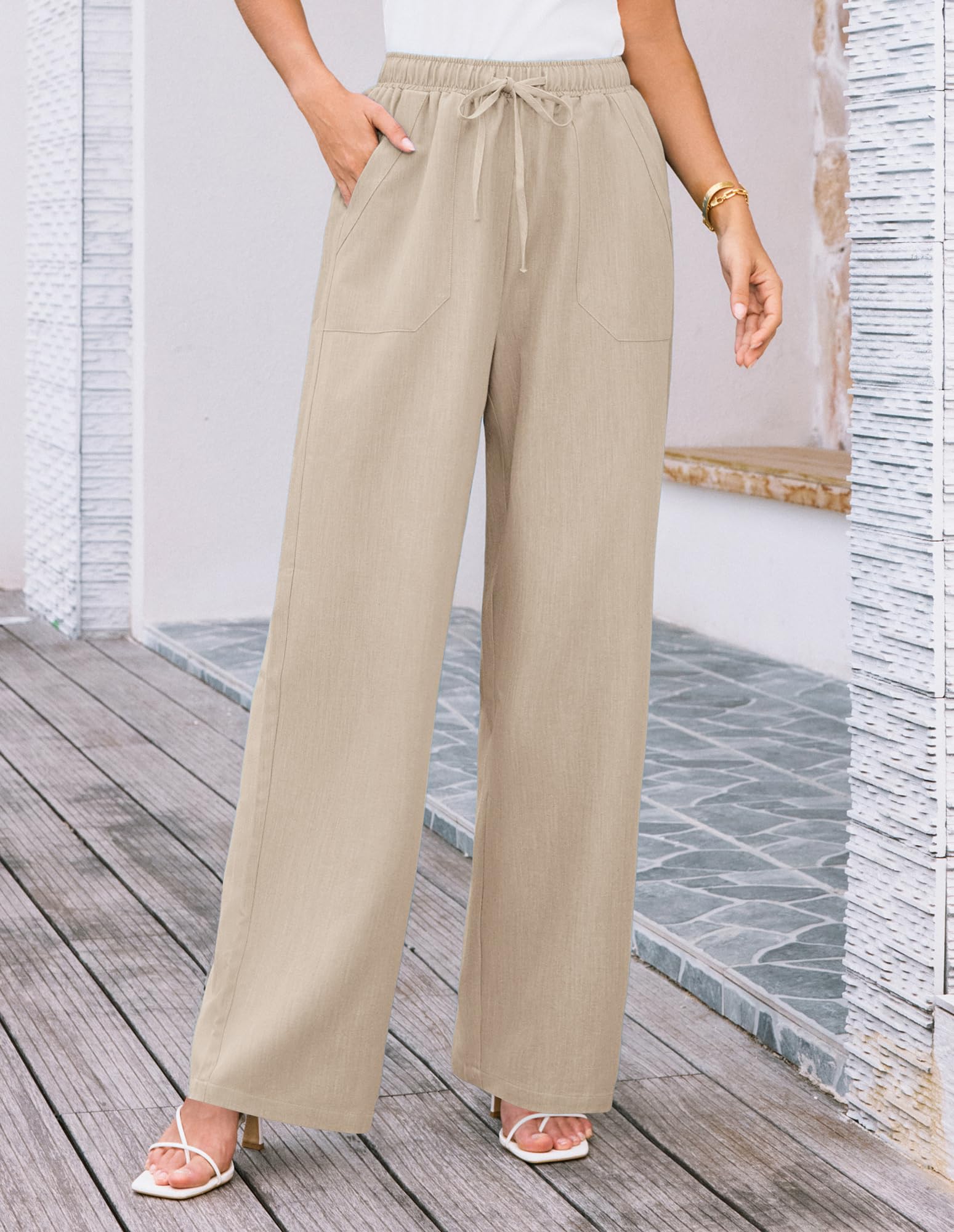 Foto 3 pulgar | Pantalones Palazzo Grace Karin De Verano Para Mujer, Color Albaricoque, Talla S - Venta Internacional.