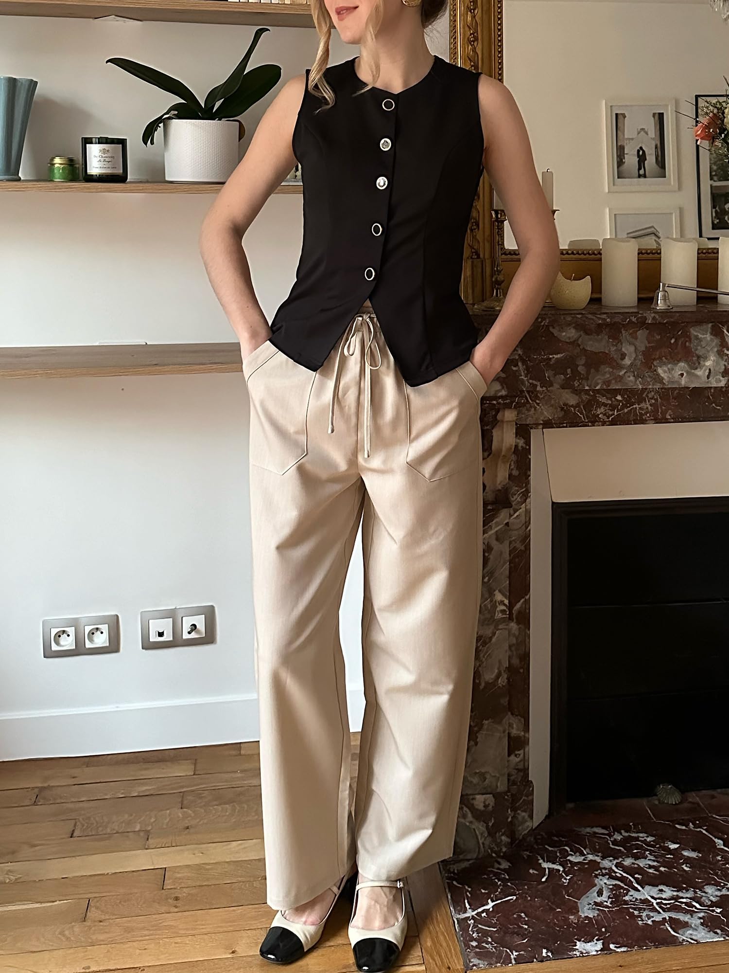 Foto 4 | Pantalones Palazzo Grace Karin De Verano Para Mujer, Color Albaricoque, Talla S - Venta Internacional.
