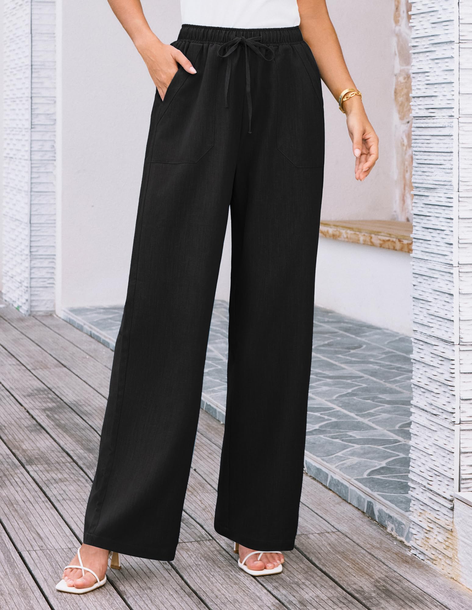 Foto 5 pulgar | Pantalones Casuales Grace Karin De Verano Con Cordón En La Cintura Y Pierna Ancha - Venta Internacional.