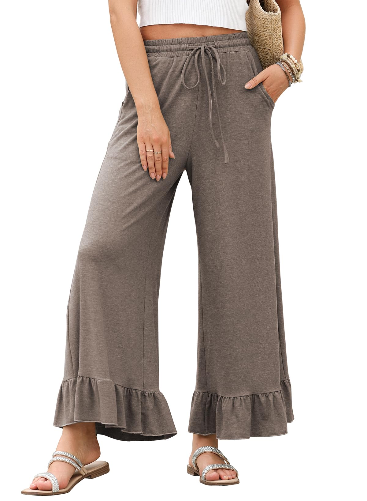 Foto 2 pulgar | Pantalones Palazzo Evaless De Cintura Alta Y Pierna Ancha Para Mujer - Venta Internacional.