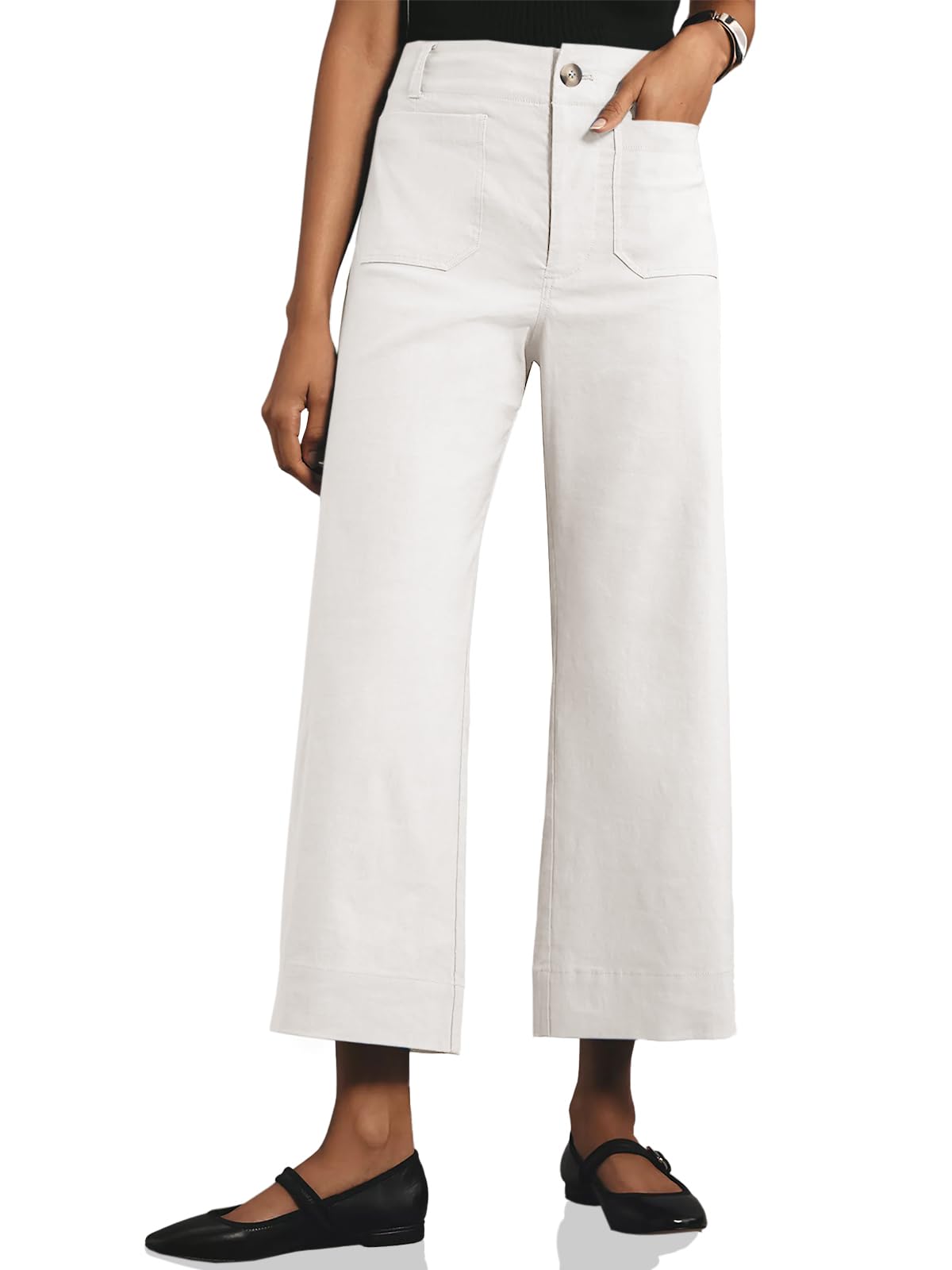 Foto 2 pulgar | Pantalones Cortos De Pierna Ancha Cicy Bell Para Mujer, Cintura Alta, Blancos - Venta Internacional.