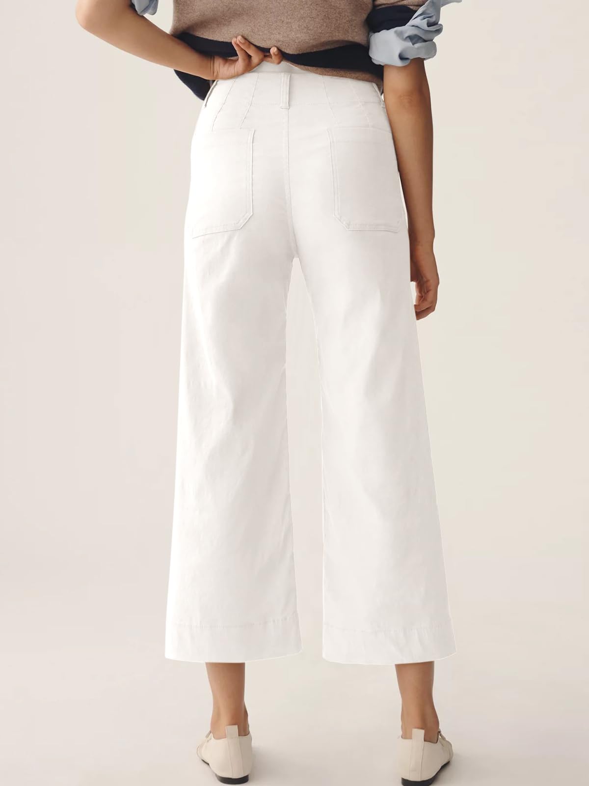 Foto 3 pulgar | Pantalones Cortos De Pierna Ancha Cicy Bell Para Mujer, Cintura Alta, Blancos - Venta Internacional.