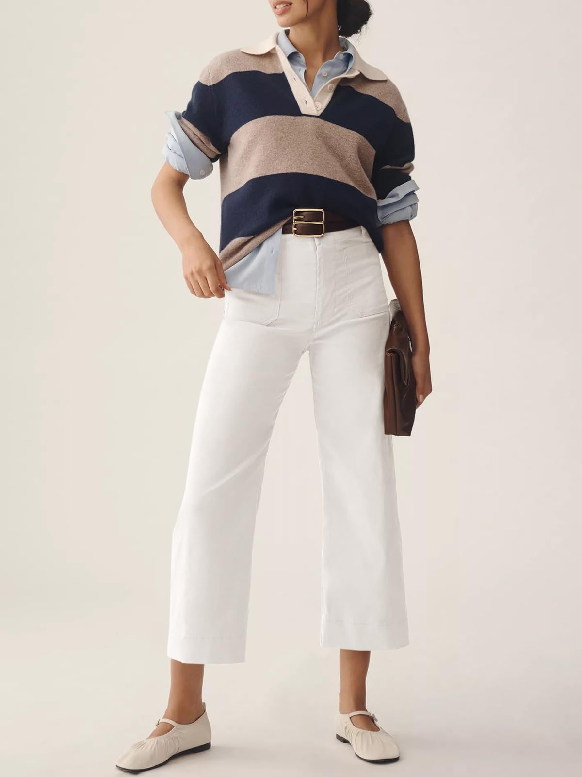 Foto 4 pulgar | Pantalones Cortos De Pierna Ancha Cicy Bell Para Mujer, Cintura Alta, Blancos - Venta Internacional.