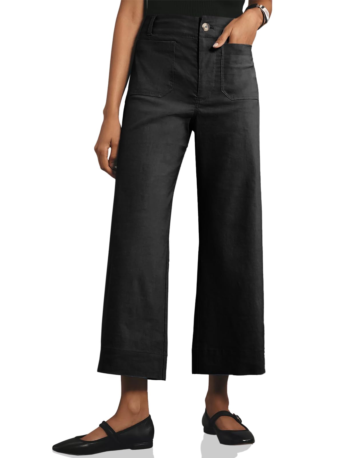 Foto 2 pulgar | Pantalones Cortos De Pierna Ancha Cicy Bell De Cintura Alta Para Mujer Negra - Venta Internacional.