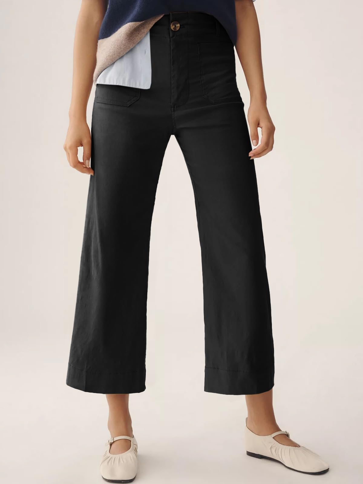 Foto 4 pulgar | Pantalones Cortos De Pierna Ancha Cicy Bell De Cintura Alta Para Mujer Negra - Venta Internacional.