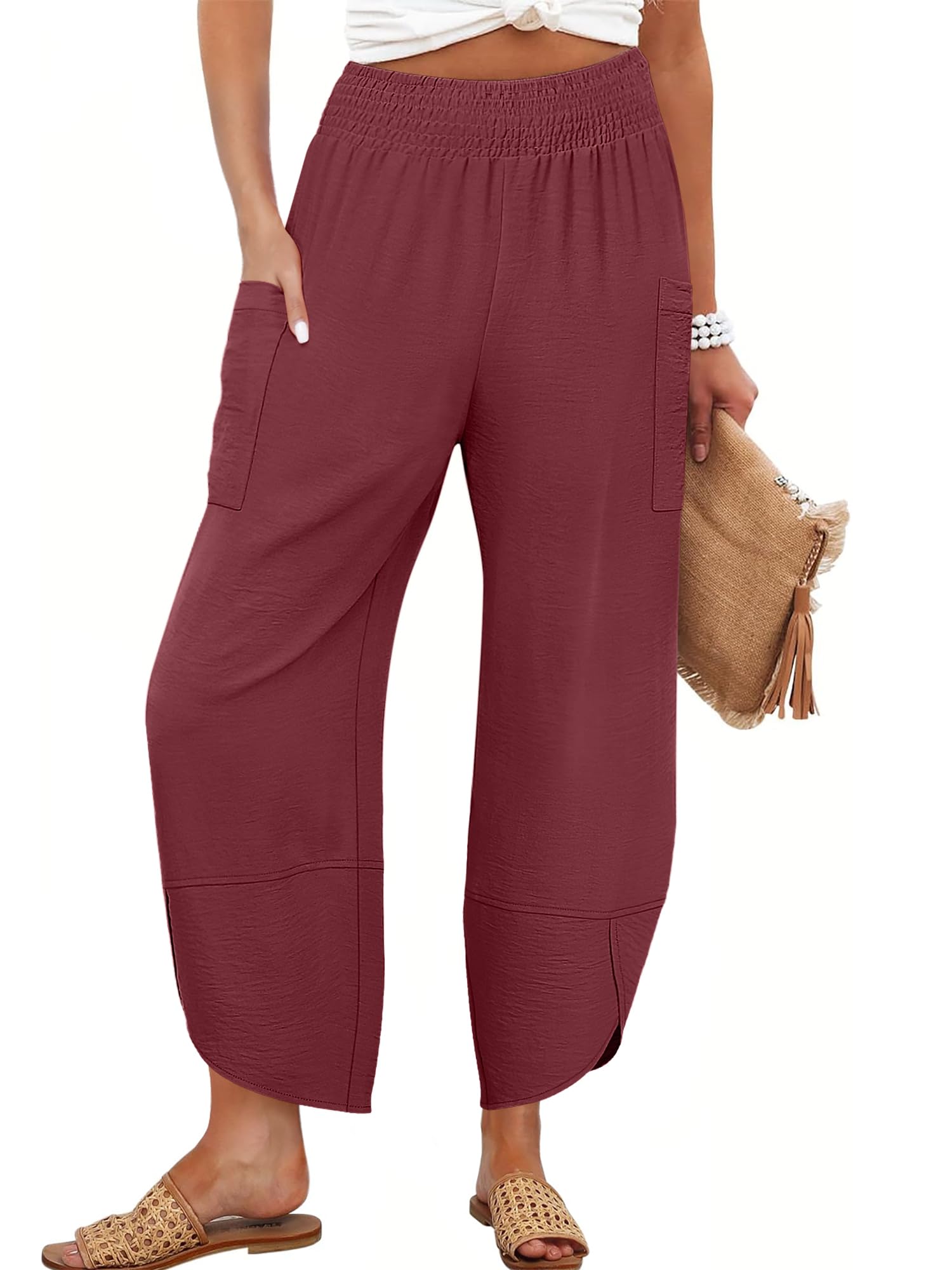 Pantalones Capri Anrabess Palazzo Summer De Pierna Ancha Para Mujer - Venta Internacional.