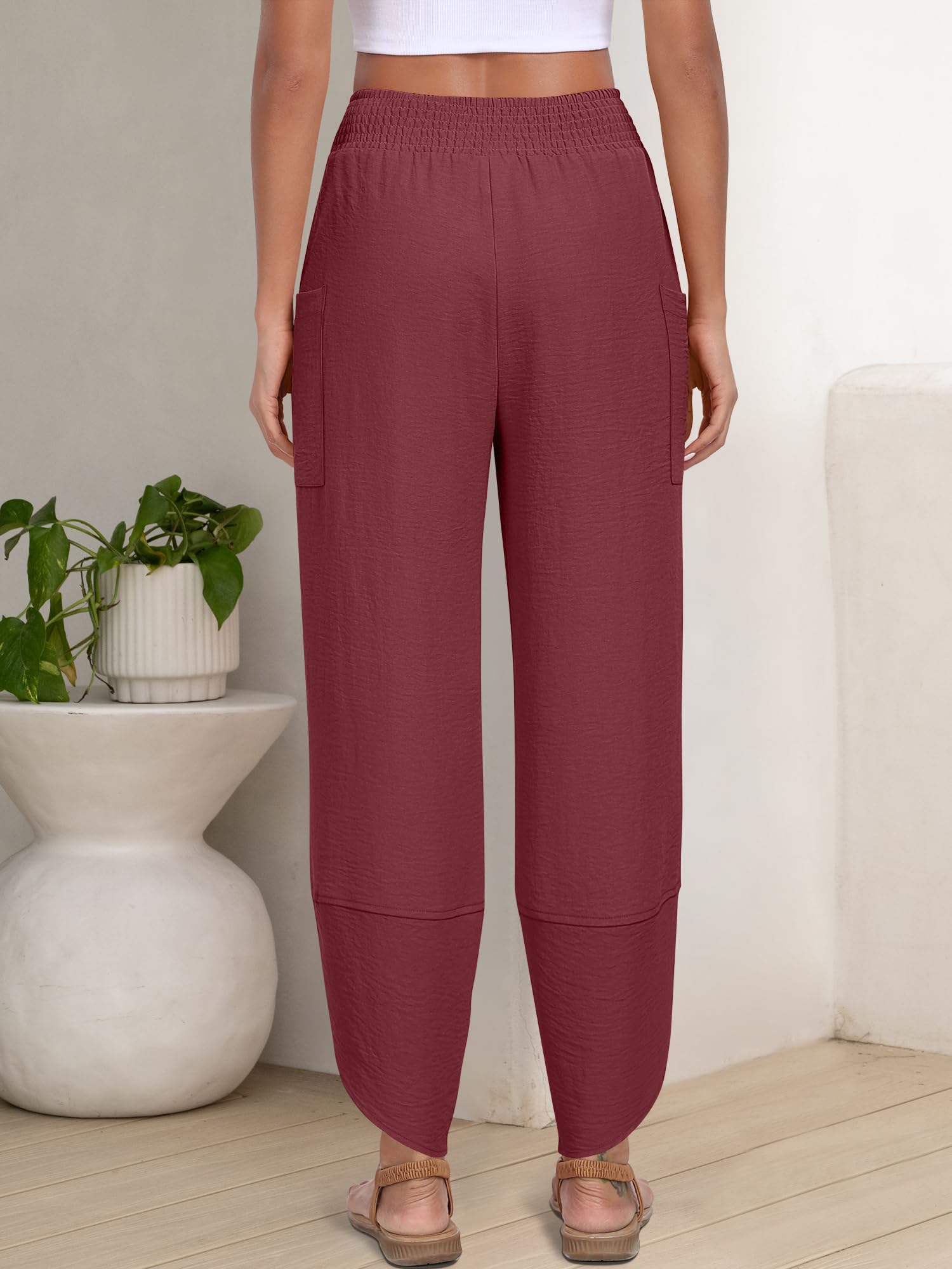 Foto 6 pulgar | Pantalones Capri Anrabess Palazzo Summer De Pierna Ancha Para Mujer - Venta Internacional.