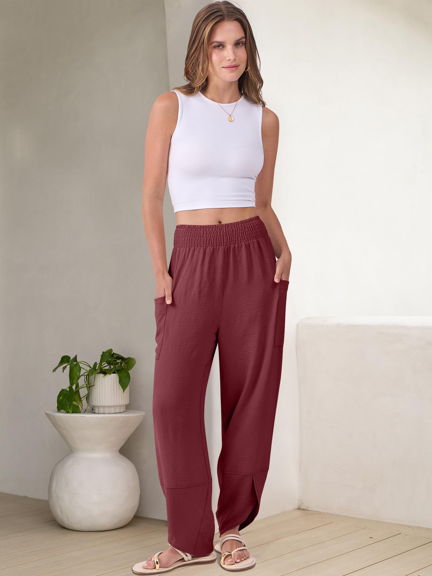 Foto 7 pulgar | Pantalones Capri Anrabess Palazzo Summer De Pierna Ancha Para Mujer - Venta Internacional.