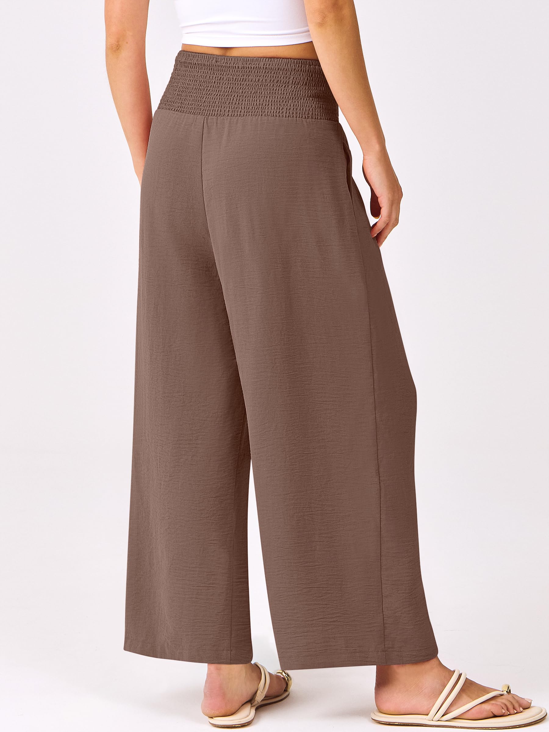 Foto 4 pulgar | Pantalones Palazzo Anrabess Para Mujer, Pierna Ancha, Cintura Alta, Color Café - Venta Internacional.
