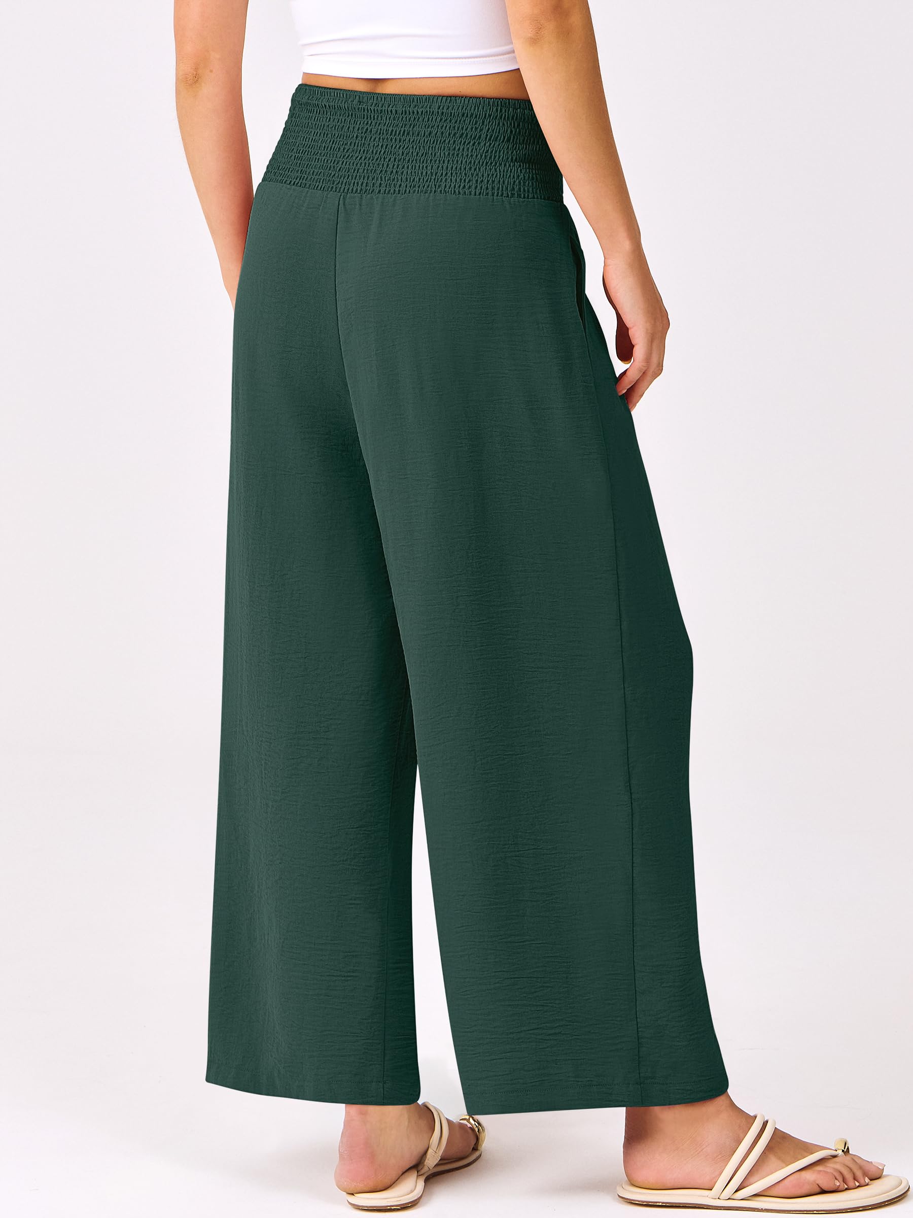 Foto 4 pulgar | Pantalones Palazzo Anrabess Para Mujer, Cintura Alta, Pierna Ancha, Verde Oscuro - Venta Internacional.