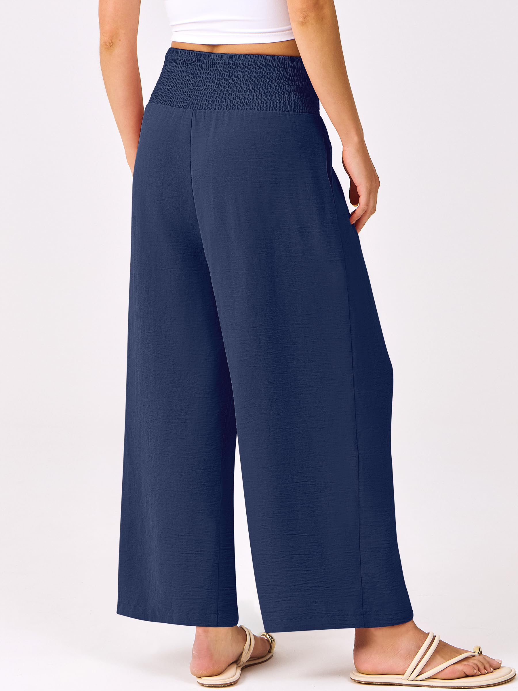Foto 4 pulgar | Pantalones Palazzo Anrabess Para Mujer, Pierna Ancha, Cintura Alta, Azul Marino - Venta Internacional.