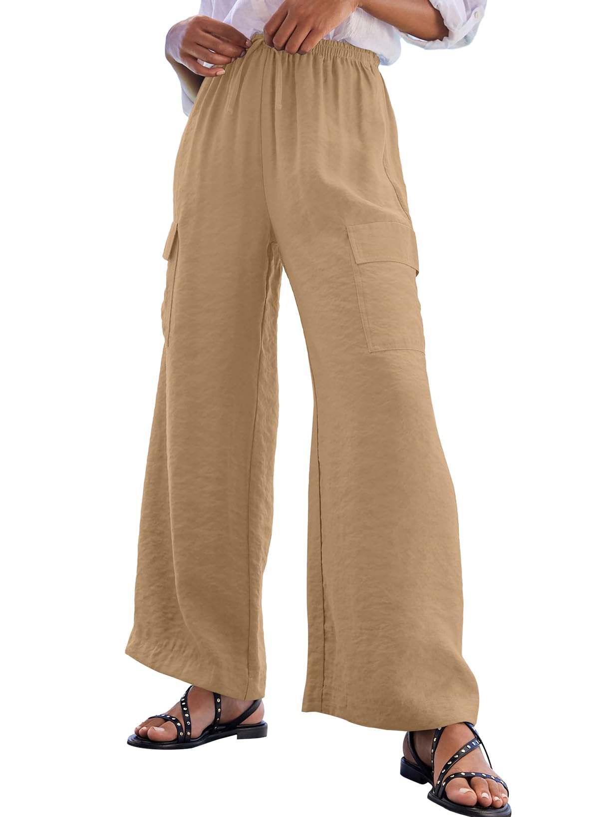 Pantalones Cargo Evaless Casual Para Mujer, Talle Alto, Pergamino S - Venta Internacional.