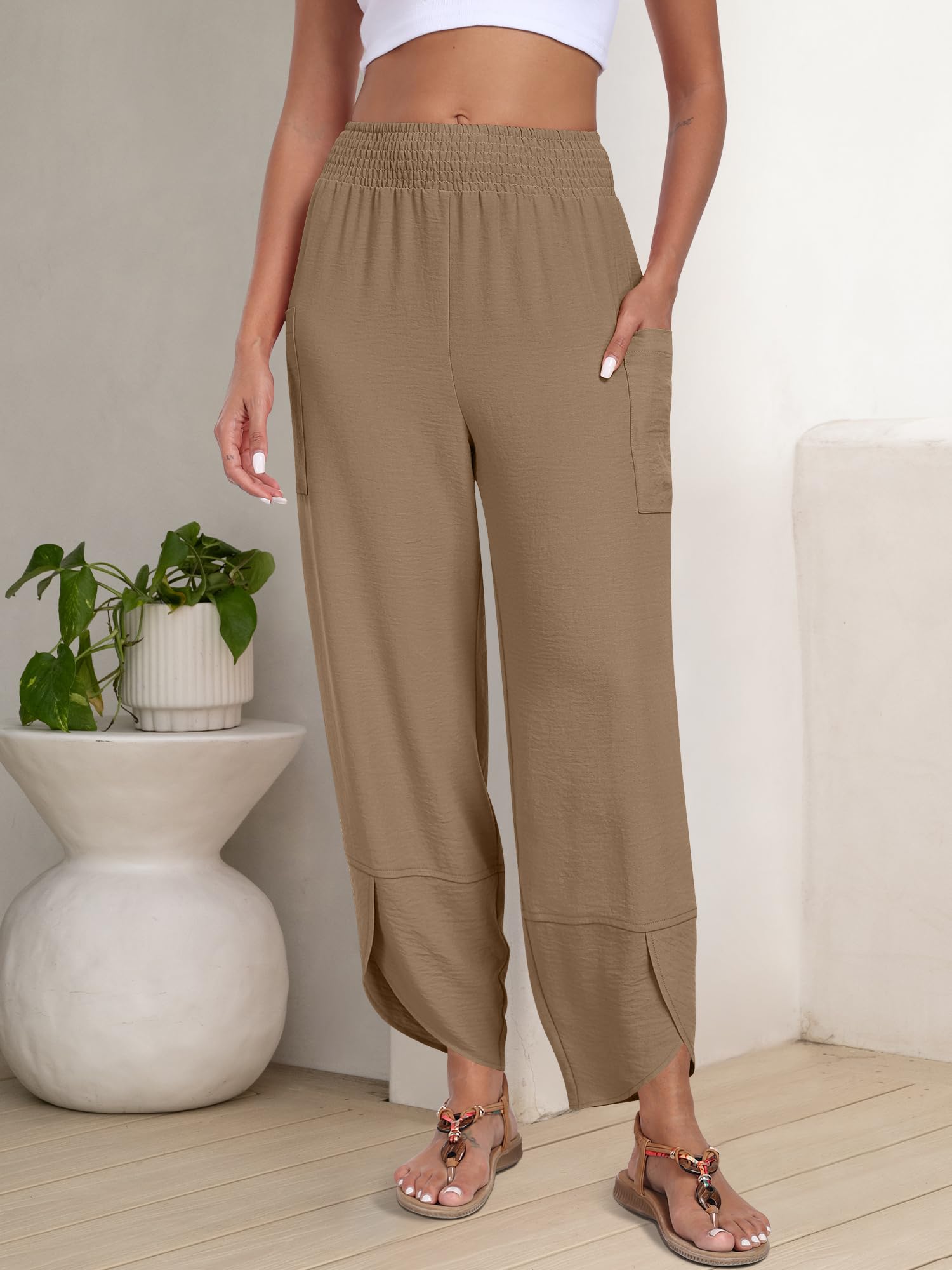 Foto 4 pulgar | Pantalones Capri Anrabess 2025 De Verano De Pierna Ancha Para Mujer - Venta Internacional.