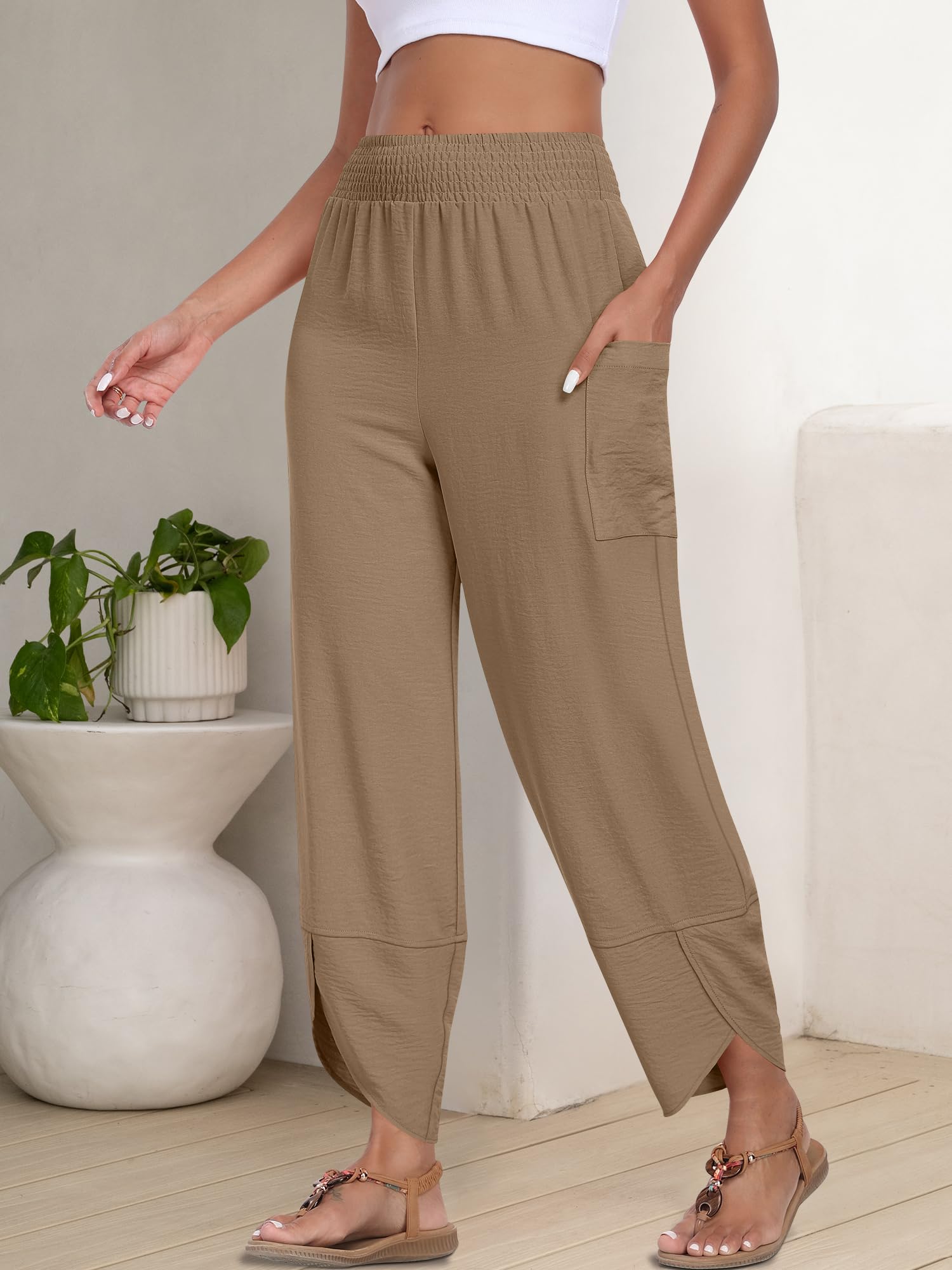 Foto 4 | Pantalones Capri Anrabess 2025 De Verano De Pierna Ancha Para Mujer - Venta Internacional.