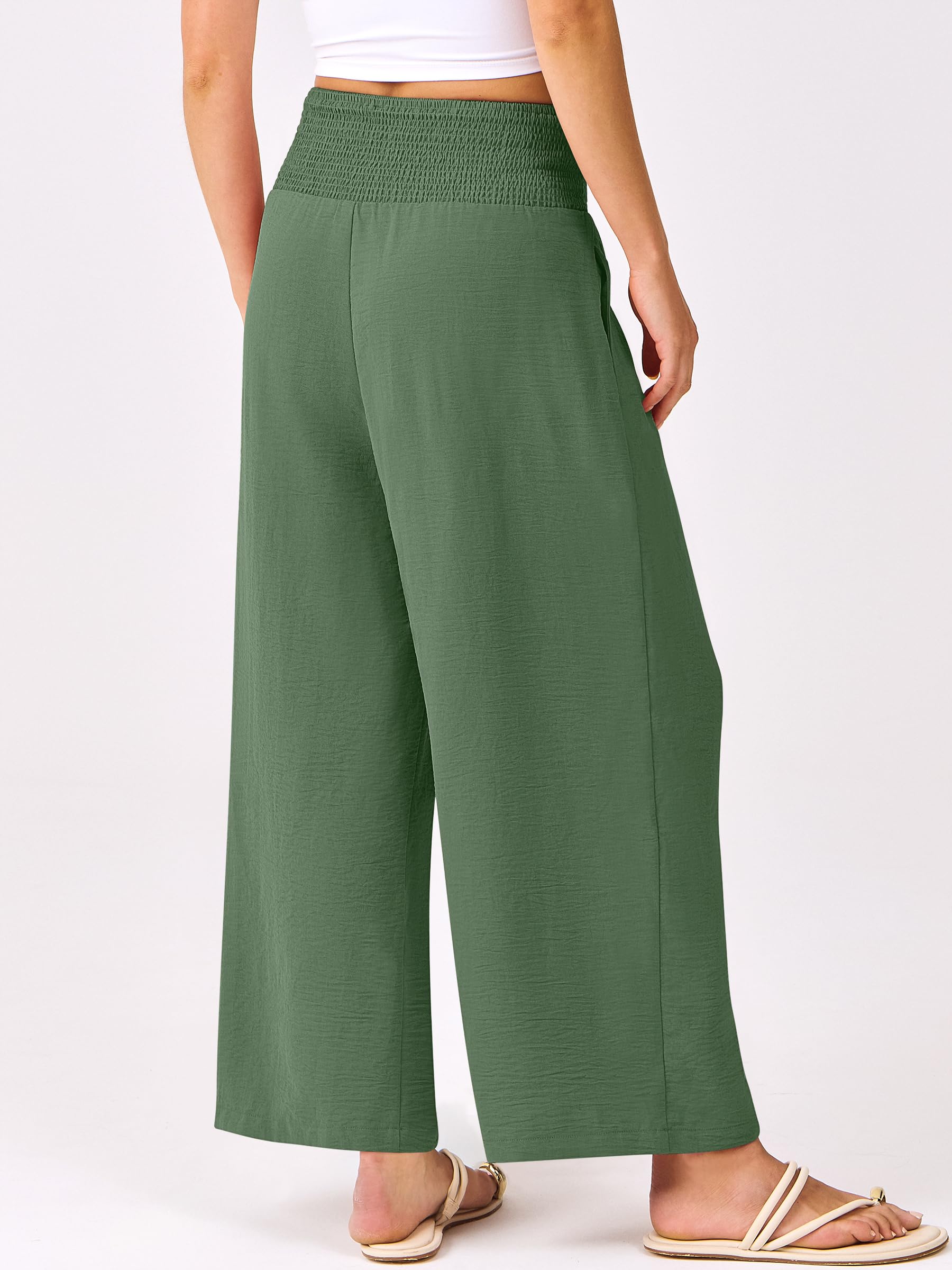 Foto 4 pulgar | Pantalones Palazzo Anrabess Para Mujer, Cintura Alta, Pierna Ancha, Verde Militar - Venta Internacional.