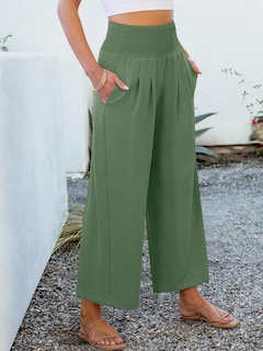 Foto 6 | Pantalones Palazzo Anrabess Para Mujer, Cintura Alta, Pierna Ancha, Verde Militar - Venta Internacional.