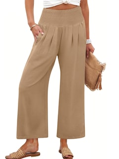 Foto 1 | Pantalones Palazzo Anrabess Para Mujer, Cintura Alta, Pierna Ancha, Color Caqui - Venta Internacional.