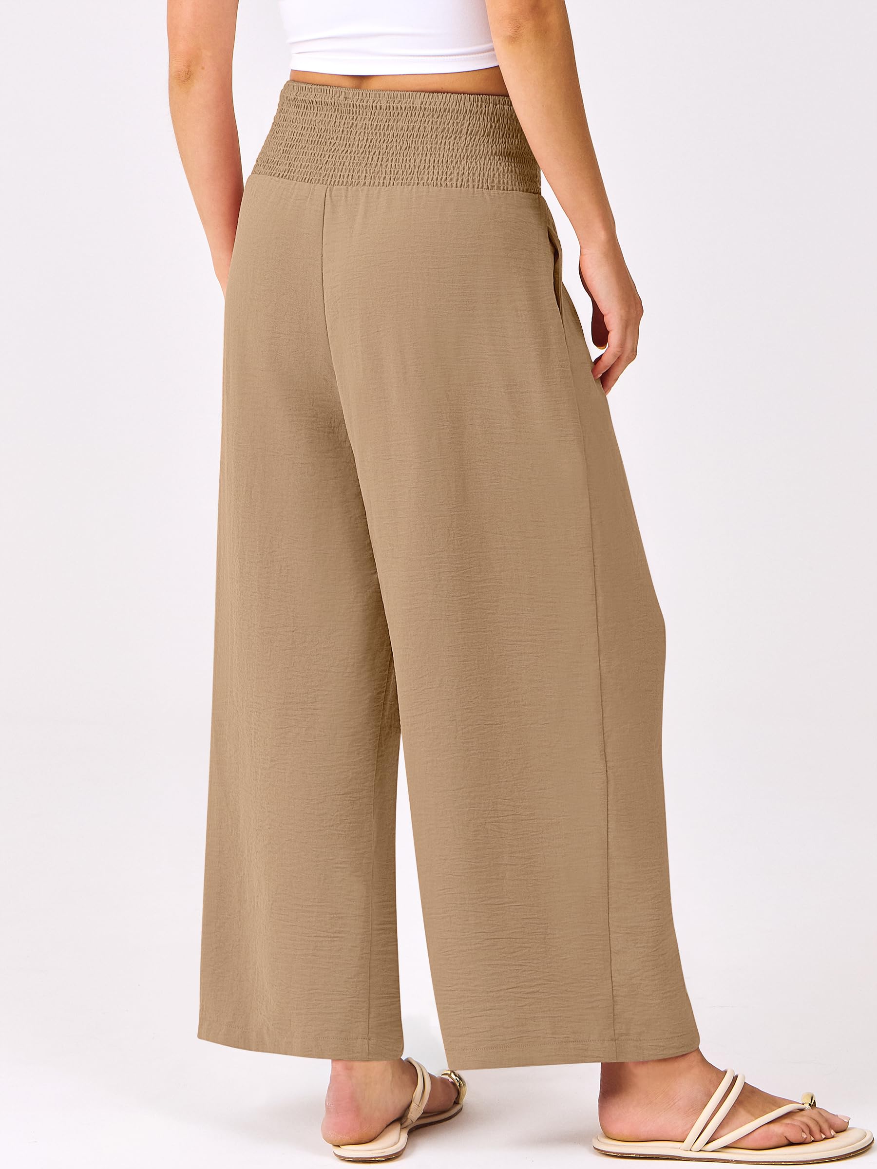 Foto 4 pulgar | Pantalones Palazzo Anrabess Para Mujer, Cintura Alta, Pierna Ancha, Color Caqui - Venta Internacional.