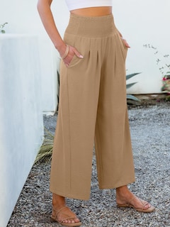 Foto 6 | Pantalones Palazzo Anrabess Para Mujer, Cintura Alta, Pierna Ancha, Color Caqui - Venta Internacional.