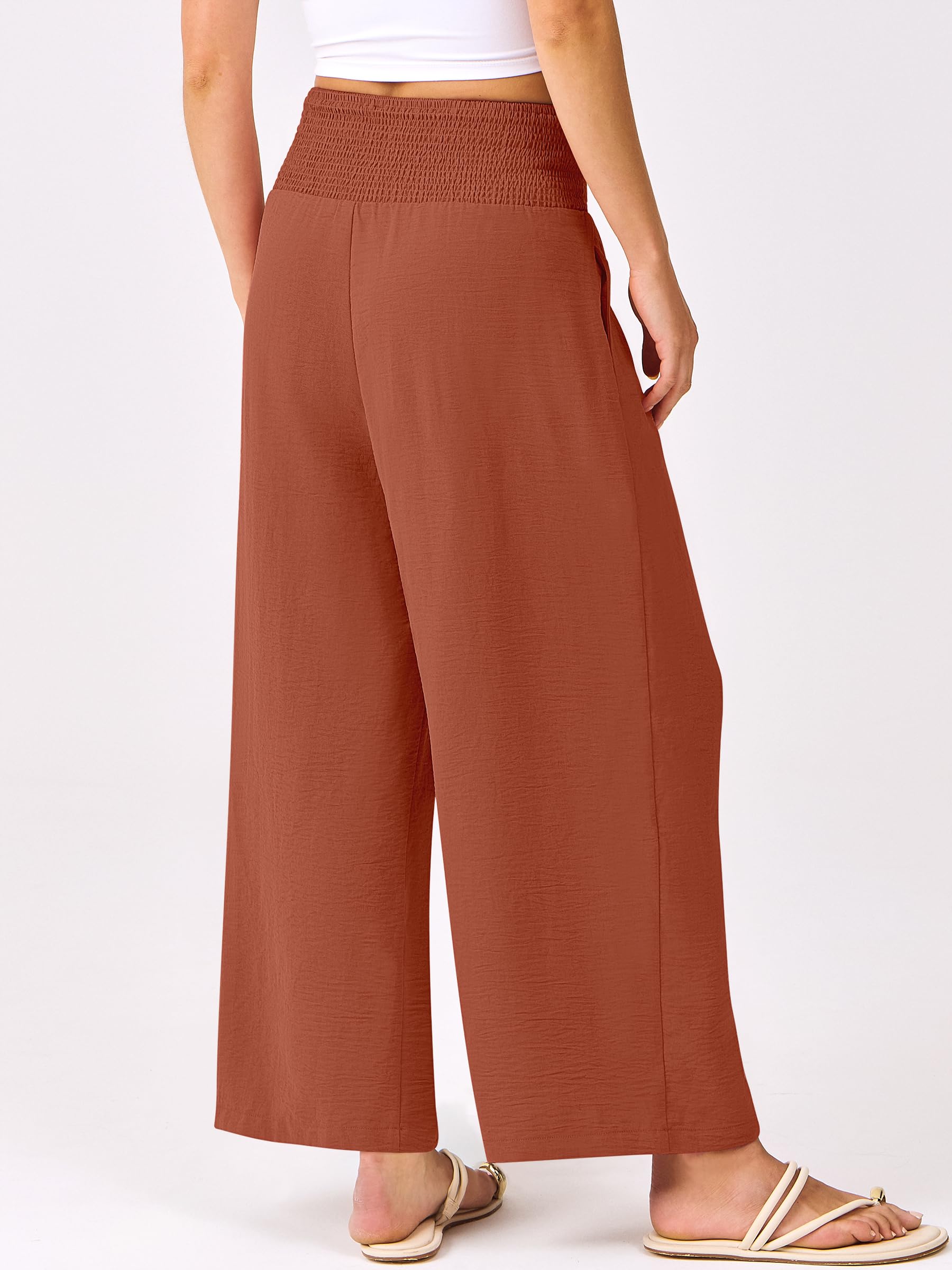 Foto 4 pulgar | Pantalones Palazzo Anrabess Para Mujer, Cintura Alta, Pernera Ancha, Color Ladrillo - Venta Internacional.