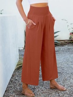 Foto 6 | Pantalones Palazzo Anrabess Para Mujer, Cintura Alta, Pernera Ancha, Color Ladrillo - Venta Internacional.