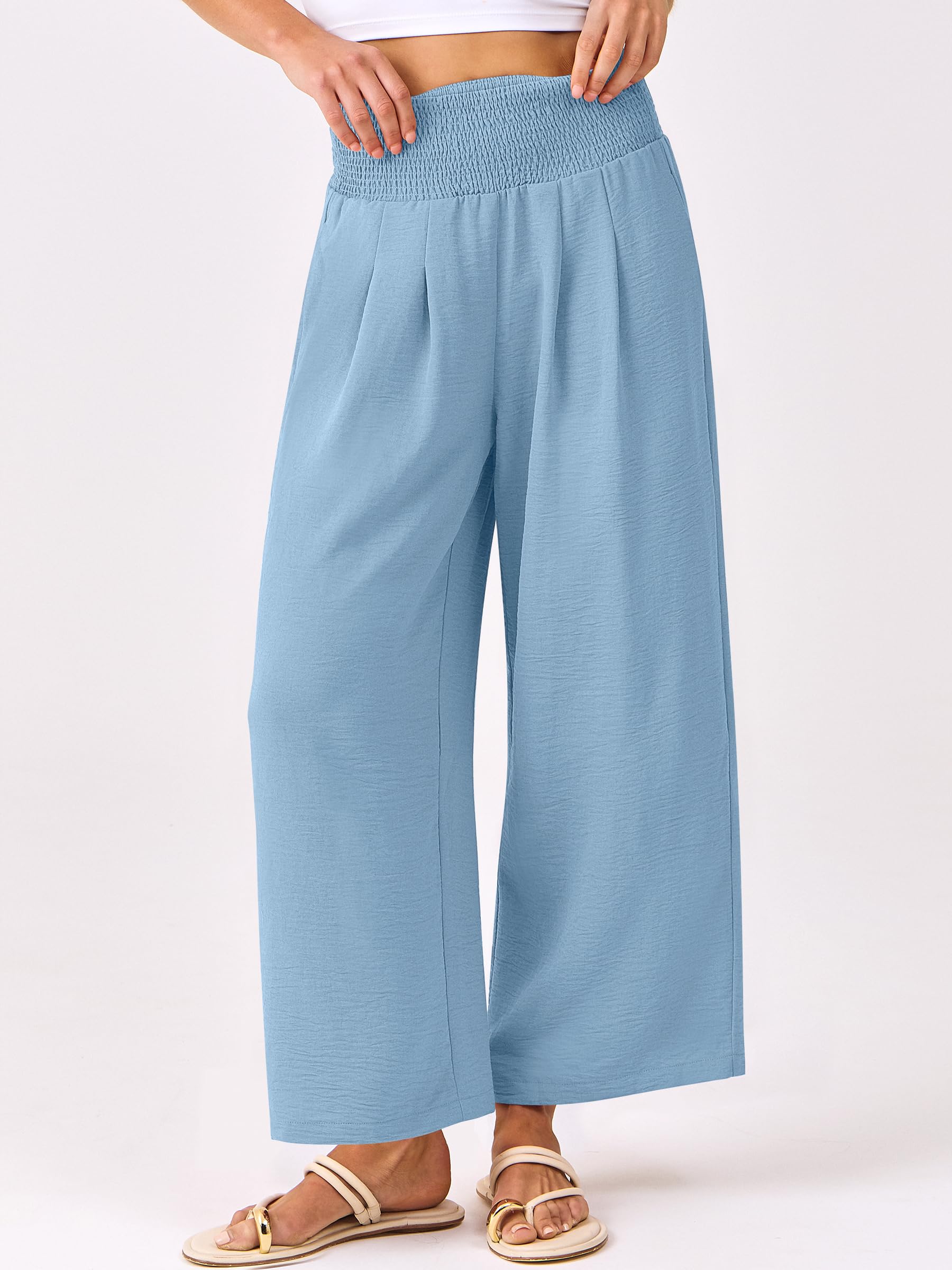 Foto 3 pulgar | Pantalones Palazzo Anrabess Para Mujer, Cintura Alta, Pernera Ancha - Venta Internacional.