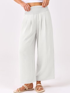Foto 2 | Pantalones Palazzo Anrabess Blancos De Cintura Alta Y Pierna Ancha Para Mujer - Venta Internacional.