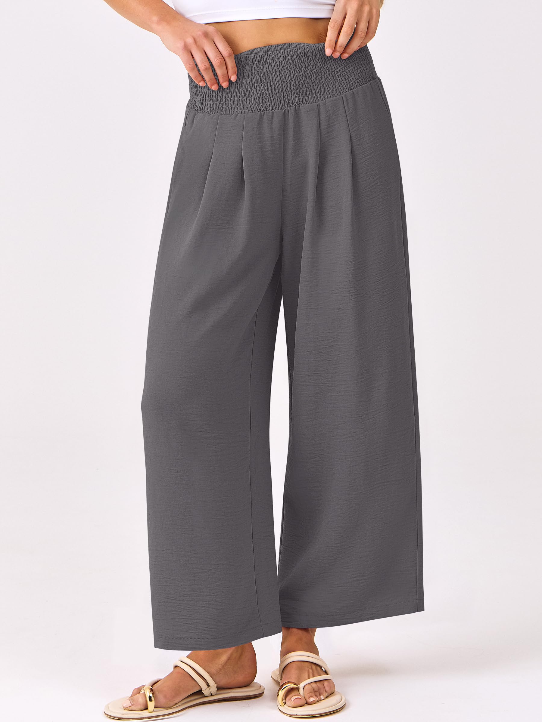 Foto 3 pulgar | Pantalones Palazzo Anrabess Para Mujer, Pernera Ancha Y Cintura Alta, Color Gris - Venta Internacional.