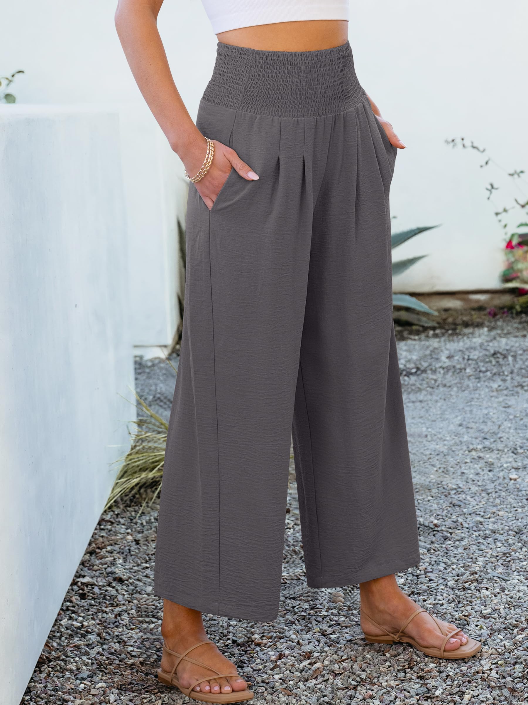 Foto 7 pulgar | Pantalones Palazzo Anrabess Para Mujer, Pernera Ancha Y Cintura Alta, Color Gris - Venta Internacional.