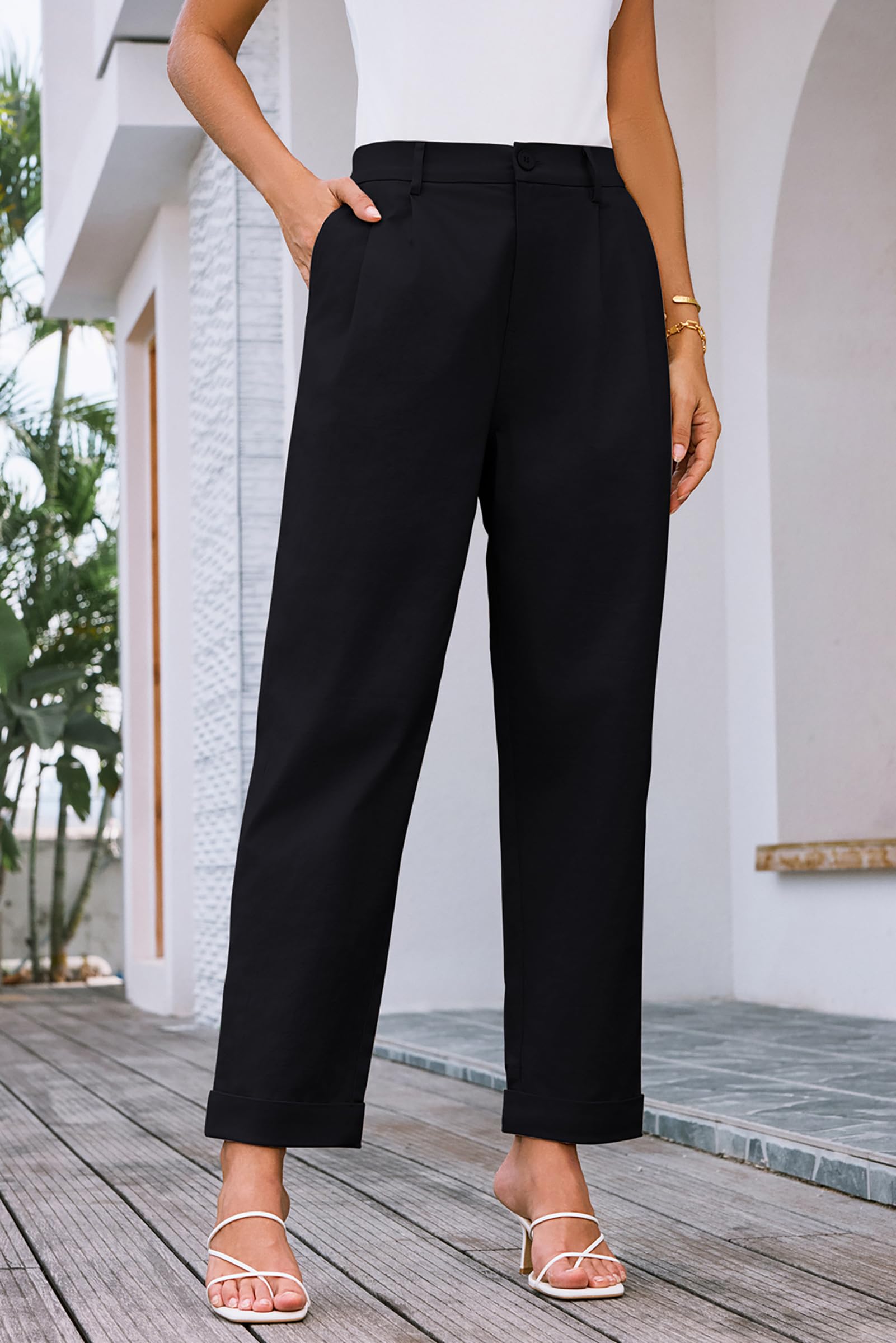 Foto 5 pulgar | Pantalones Grace Karin Con Puños Elásticos, Cintura Recta, Negros, L - Venta Internacional.