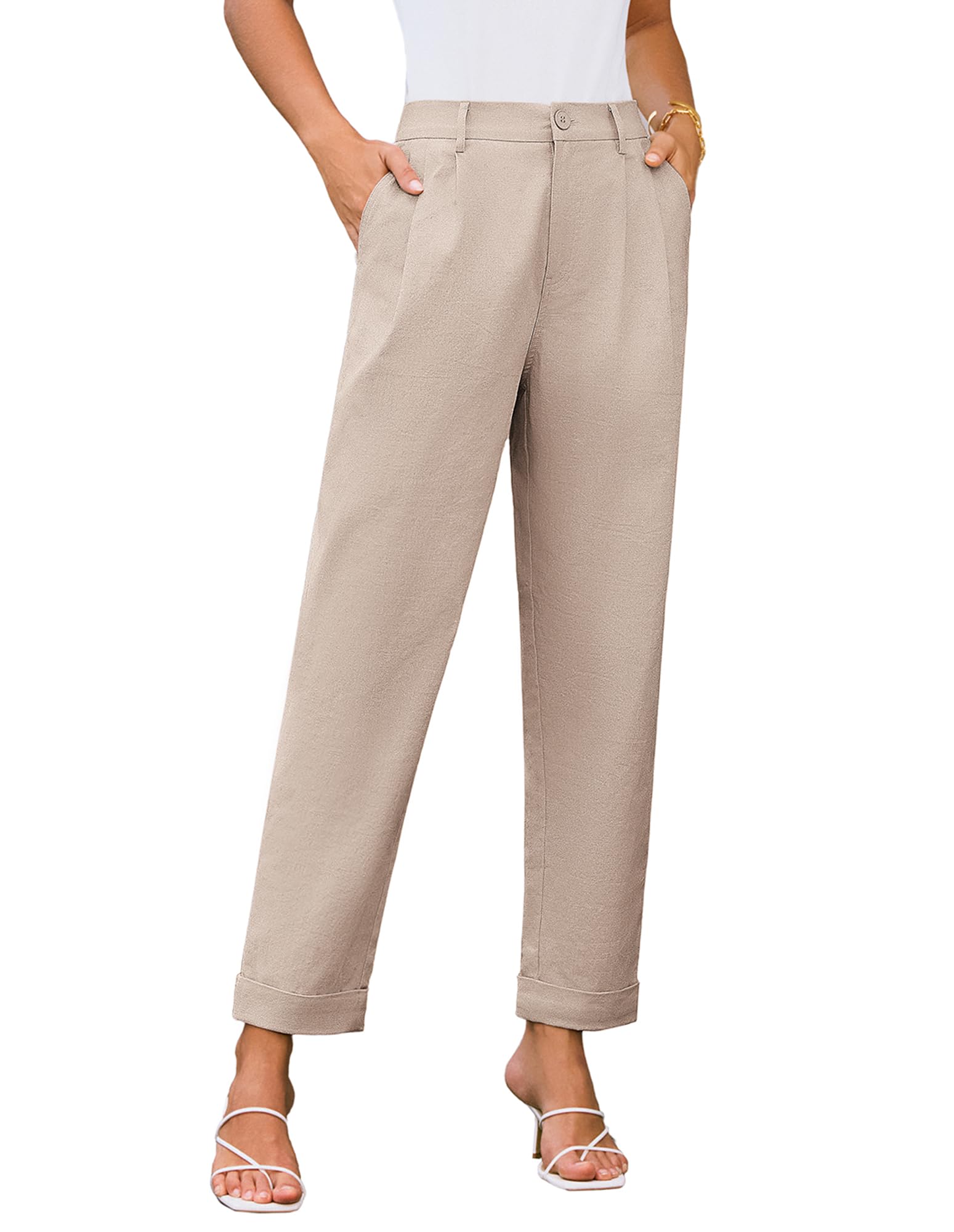 Foto 1 | Pantalones Grace Karin Petie De Cintura Alta Para Trabajo De Negocios, Color Albaricoque S - Venta Internacional.