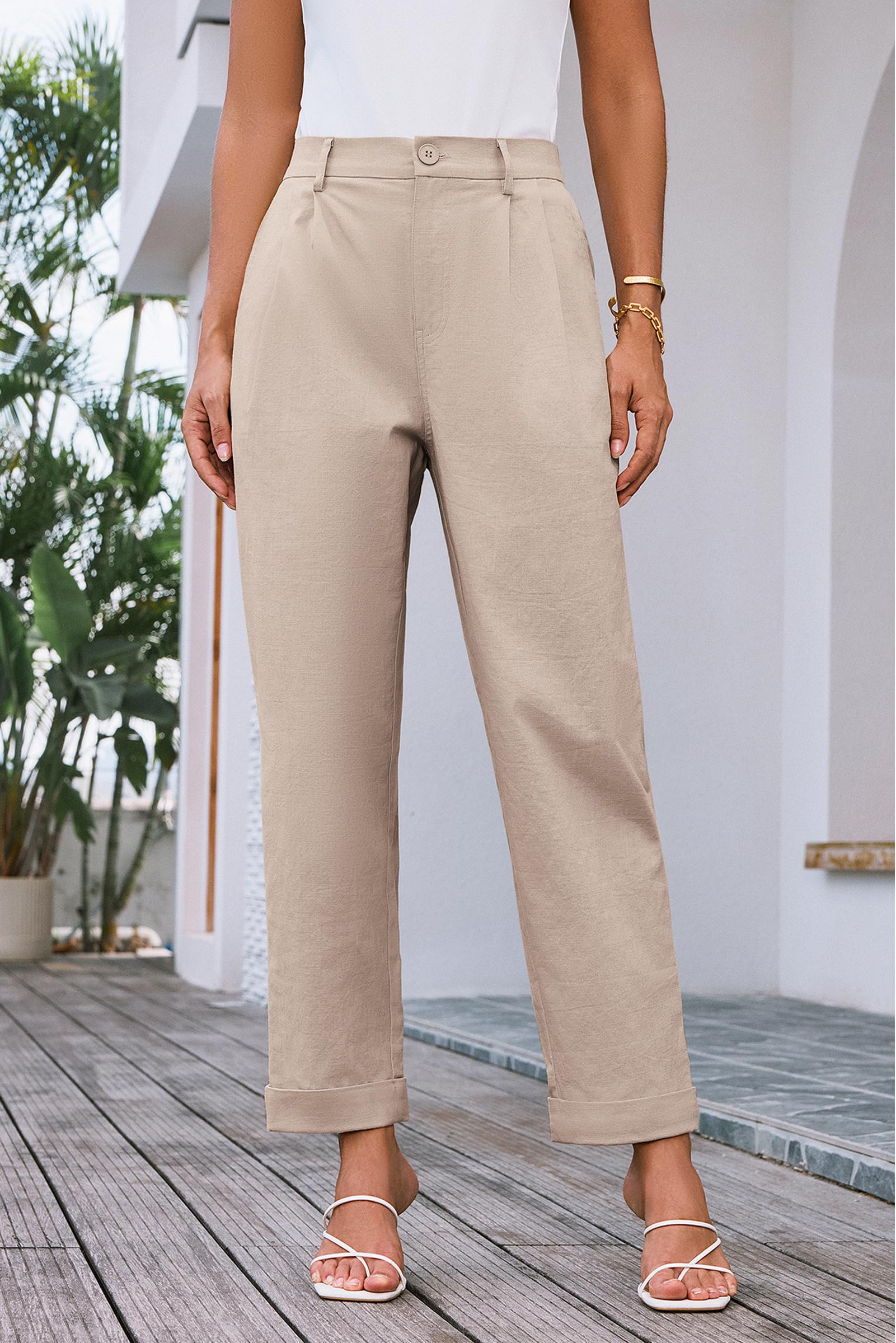 Foto 2 | Pantalones Grace Karin Petie De Cintura Alta Para Trabajo De Negocios, Color Albaricoque S - Venta Internacional.