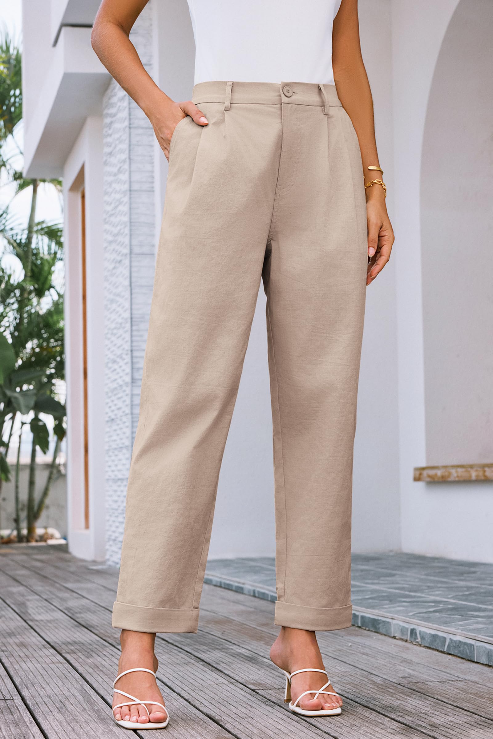 Foto 5 pulgar | Pantalones Grace Karin Petie De Cintura Alta Para Trabajo De Negocios, Color Albaricoque S - Venta Internacional.