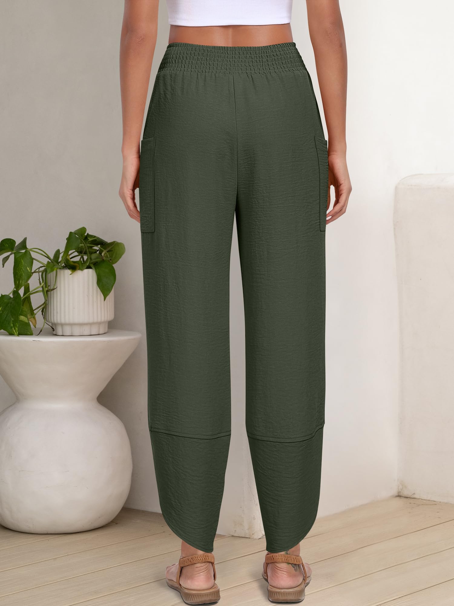 Foto 6 pulgar | Pantalones Capri Anrabess Palazzo De Pierna Ancha Para Mujer, Color Verde Oscuro - Venta Internacional.