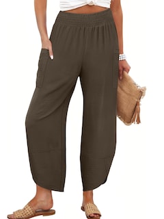 Foto 1 | Pantalones Capri Anrabess 2025 De Verano, Pernera Ancha, Color Café, Para Mujer - Venta Internacional.