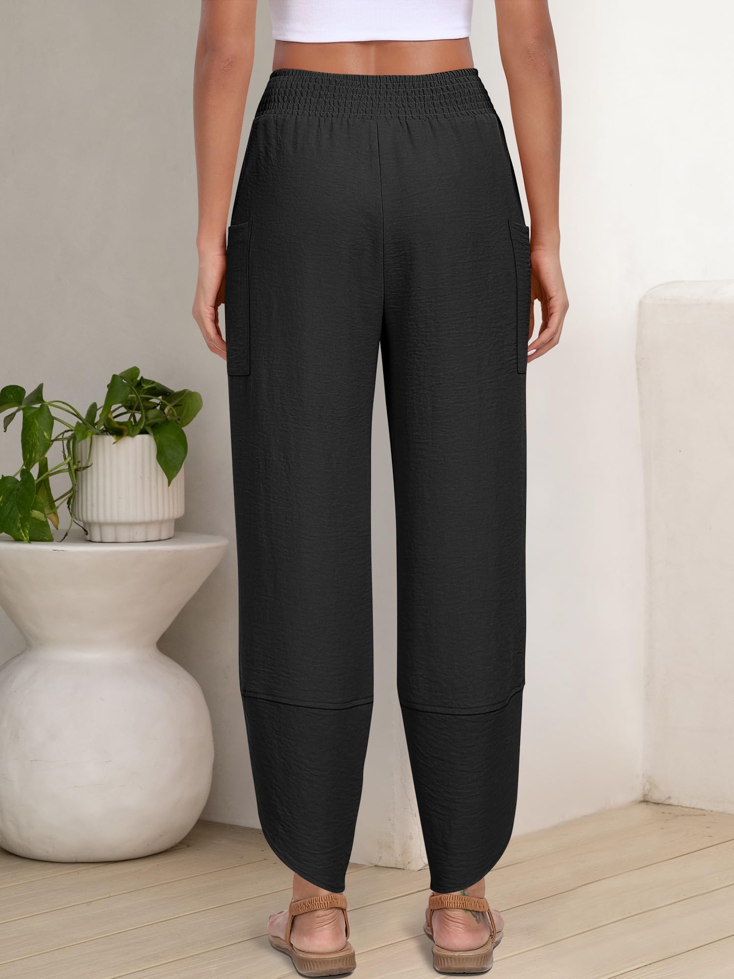 Foto 5 | Pantalones Capri Anrabess Palazzo De Pierna Ancha Para Mujer, Color Negro - Venta Internacional.