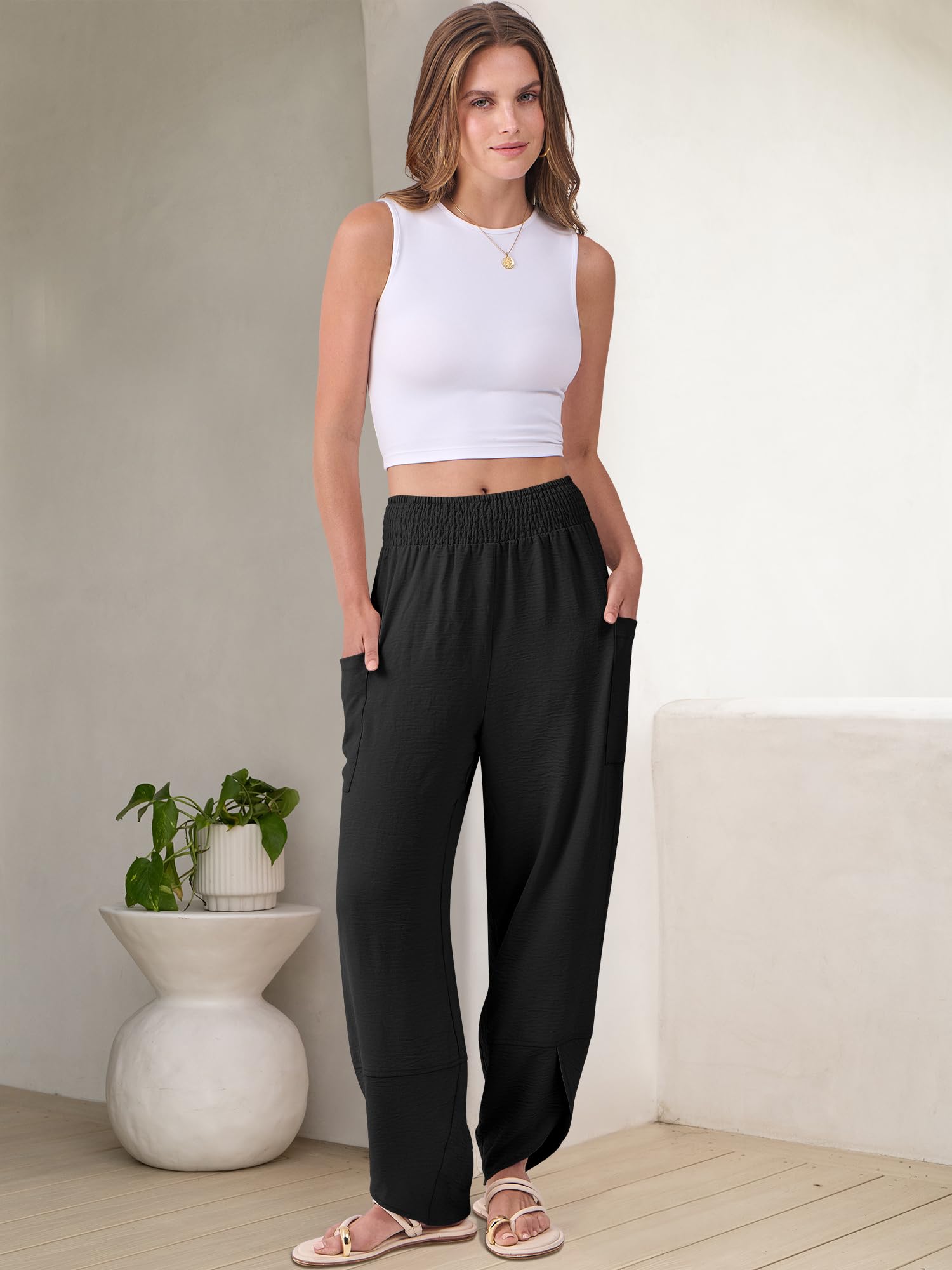 Foto 7 pulgar | Pantalones Capri Anrabess Palazzo De Pierna Ancha Para Mujer, Color Negro - Venta Internacional.