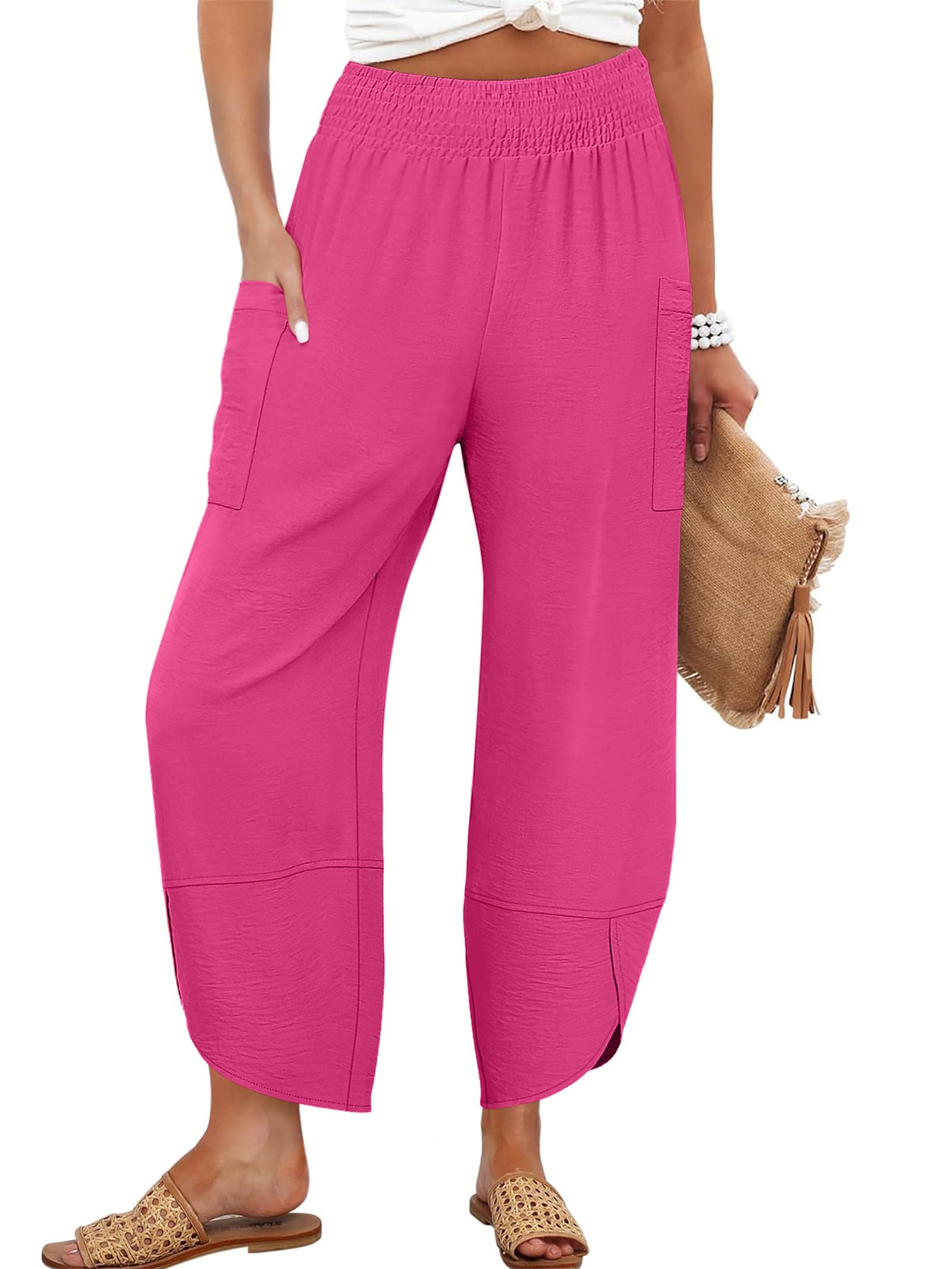 Foto 2 pulgar | Pantalones Capri Anrabess Palazzo Summer De Pierna Ancha Para Mujer - Venta Internacional.