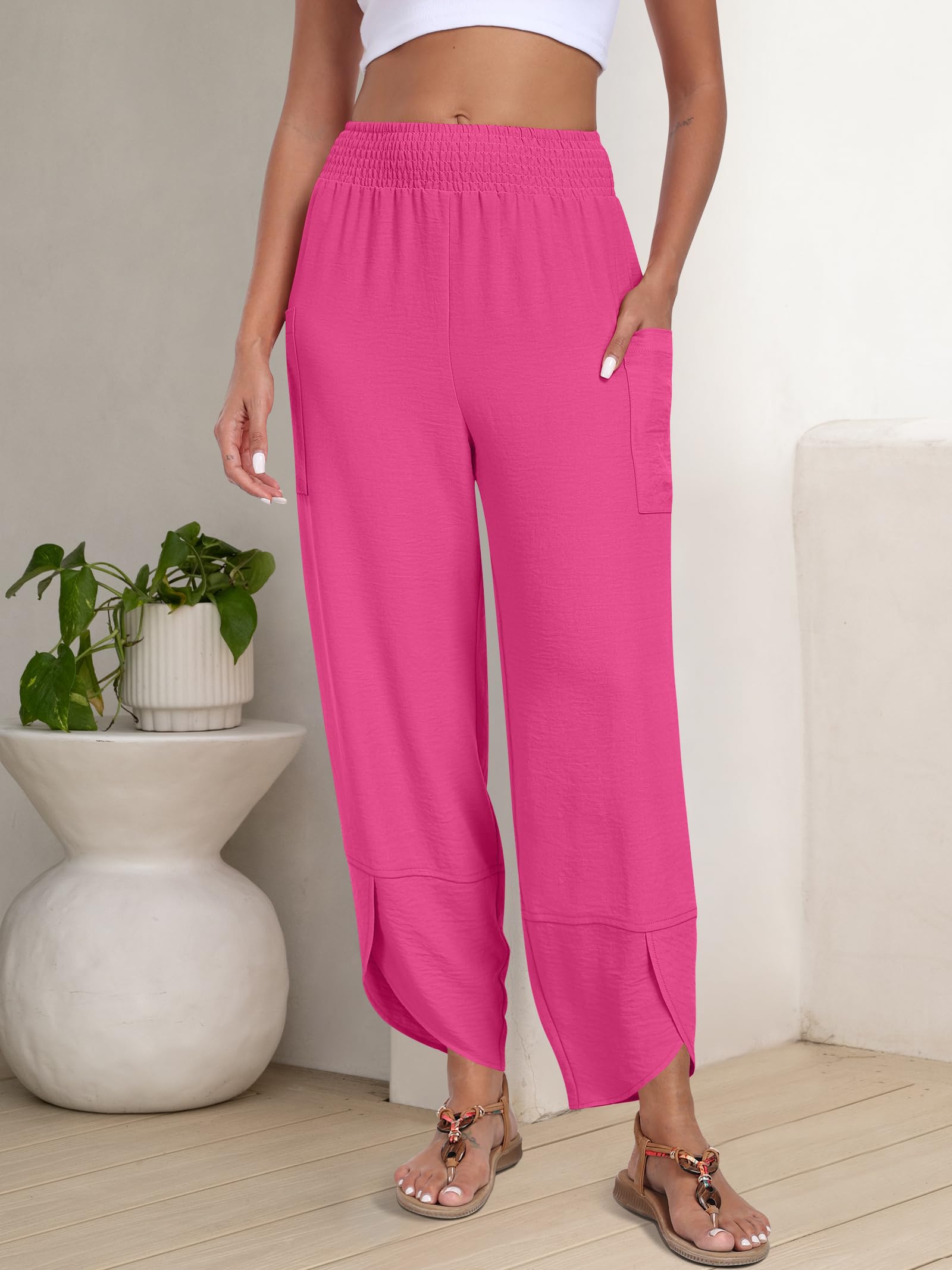 Foto 4 pulgar | Pantalones Capri Anrabess Palazzo Summer De Pierna Ancha Para Mujer - Venta Internacional.