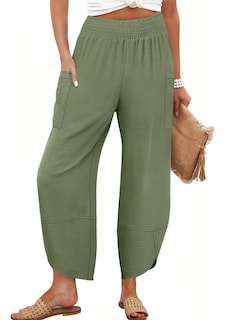 Foto 1 | Pantalones Capri Anrabess 2025 De Verano, Pierna Ancha, Verde Militar - Venta Internacional.