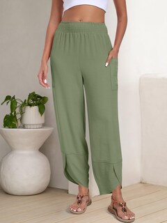 Foto 3 | Pantalones Capri Anrabess 2025 De Verano, Pierna Ancha, Verde Militar - Venta Internacional.