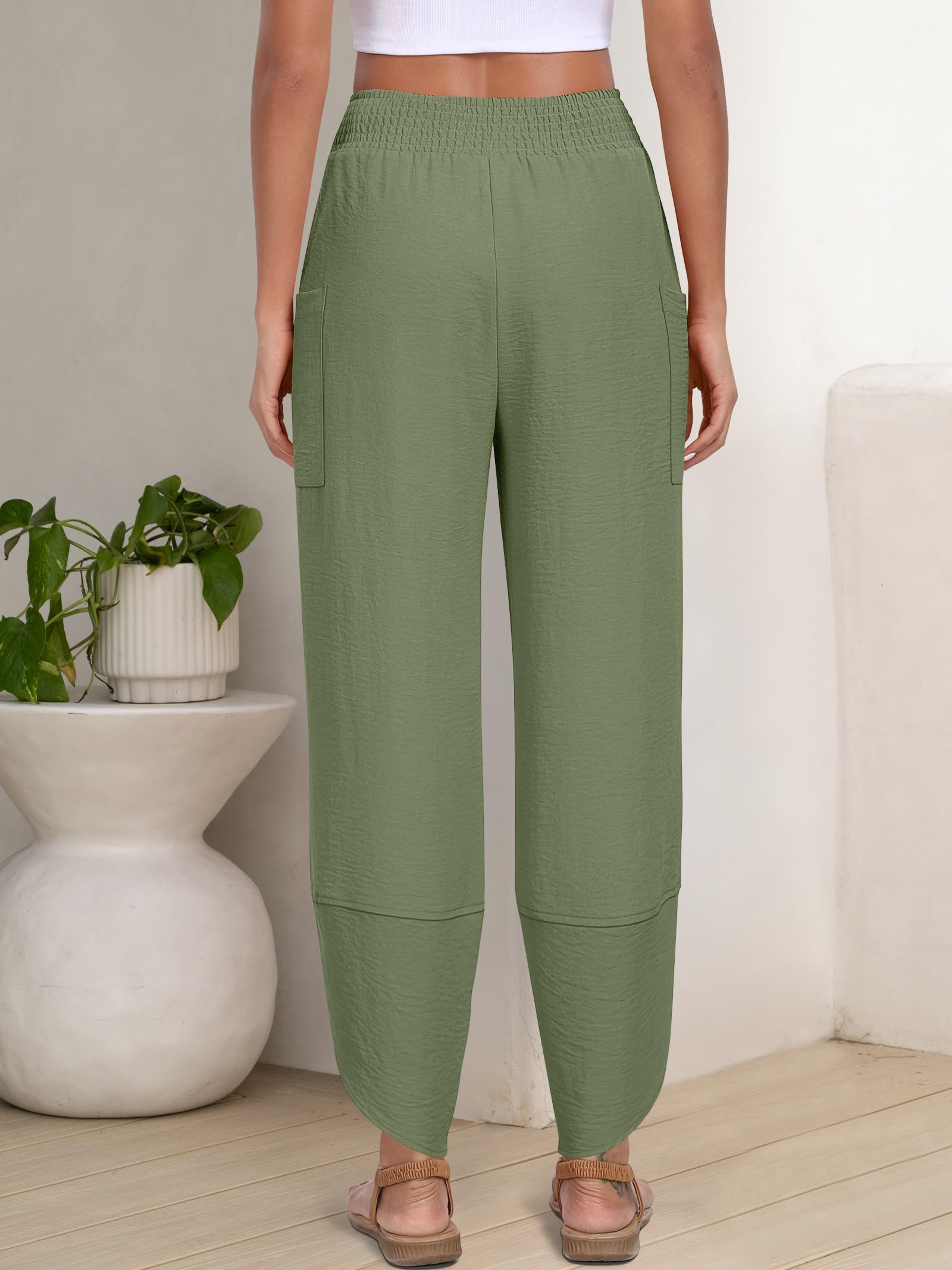 Foto 6 pulgar | Pantalones Capri Anrabess 2025 De Verano, Pierna Ancha, Verde Militar - Venta Internacional.