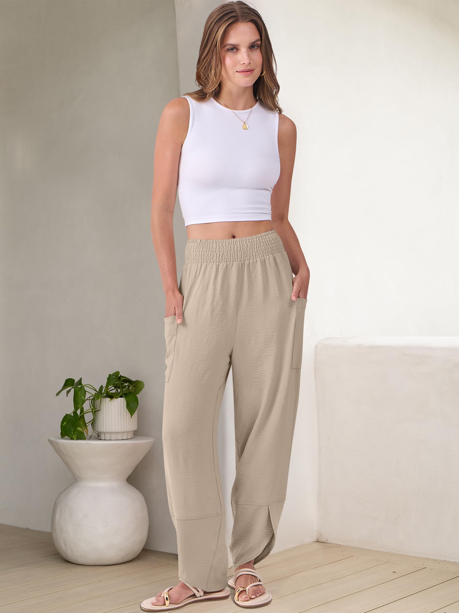Foto 7 pulgar | Pantalones Capri Anrabess Palazzo De Pierna Ancha Para Mujer De Verano - Venta Internacional.