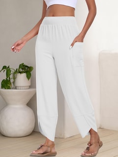 Foto 4 | Pantalones Capri Anrabess Palazzo Summer White De Pierna Ancha Para Mujer - Venta Internacional.